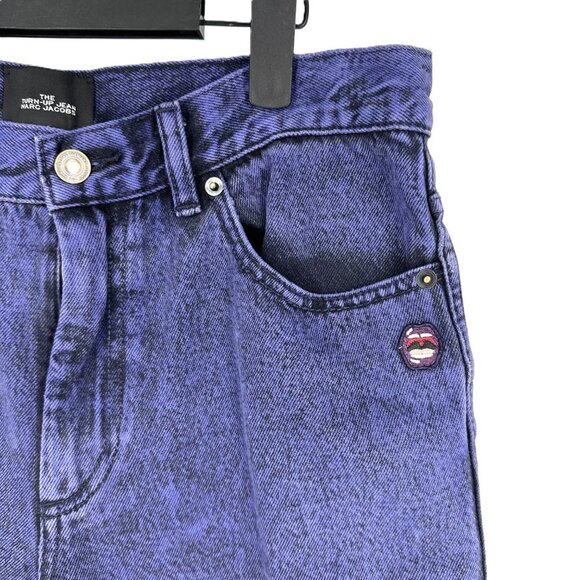 Marc Jacobs Turn-Up Overdye Straight Leg Jeans Violet Purple Size 27 - Picture 3 of 12